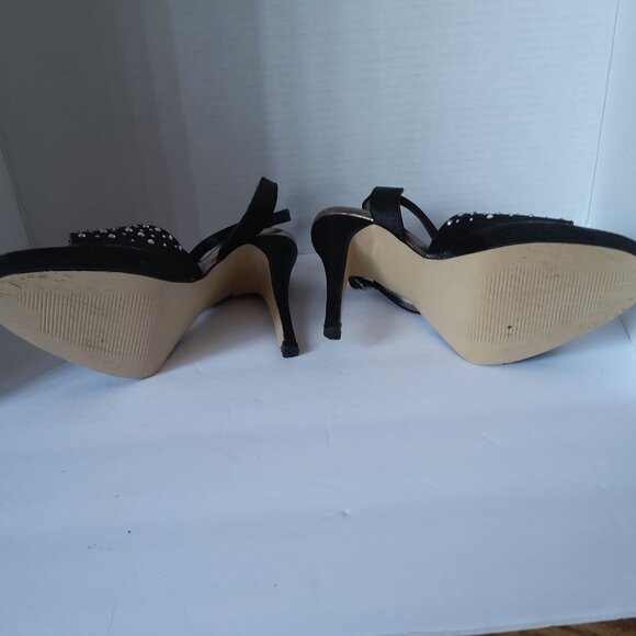 WILD DIVA BLACK RHINESTONE PLATFORM SANDALS - Picture 4 of 4